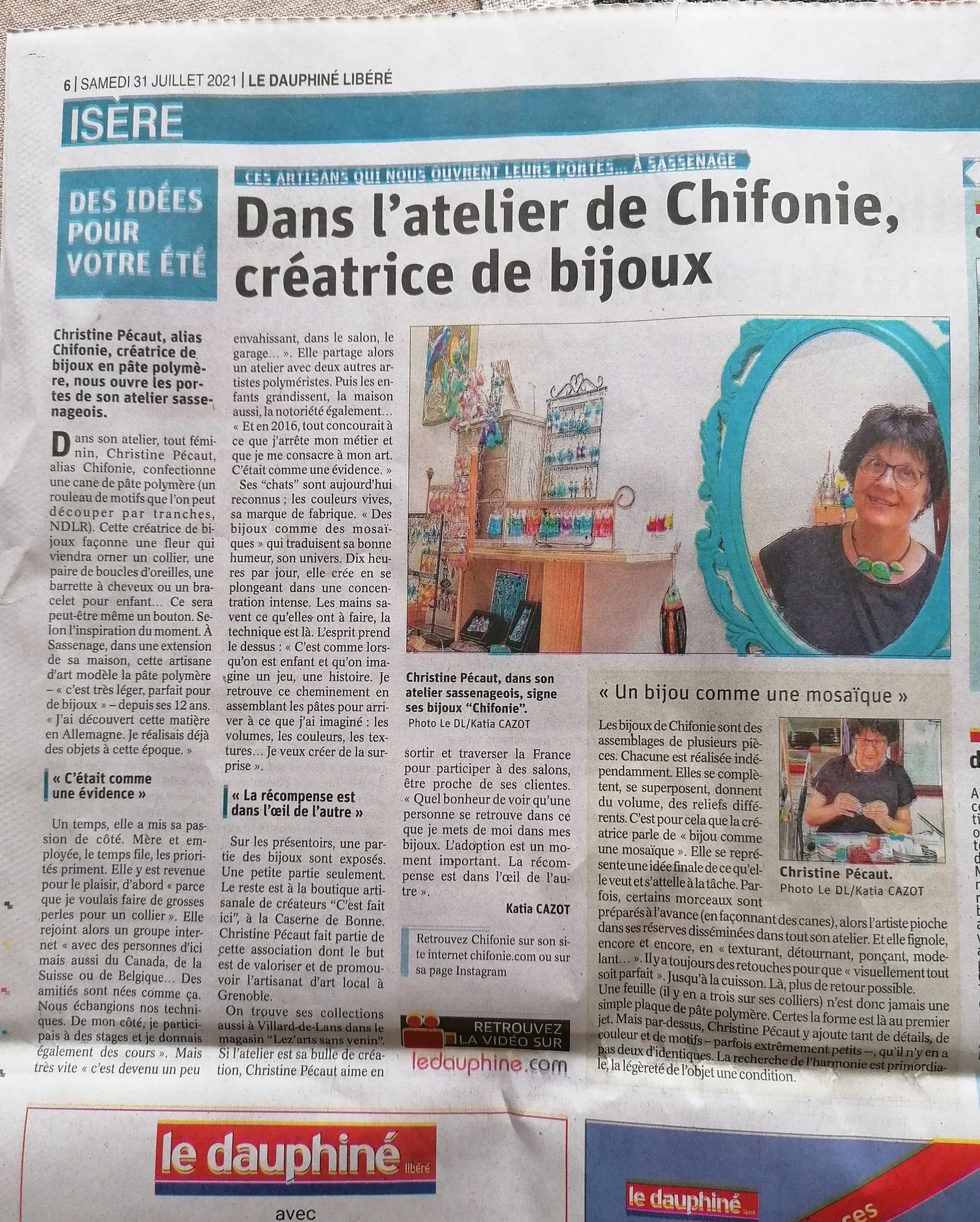 Chifonie article Dauphine Libere 30 07 2021 Isere