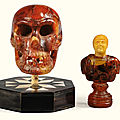 Crâne et buste d'empereur en ambre, Allemagne du Nord, travail moderne
