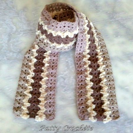 Echarpe bandes tricolores+fourrure (3)