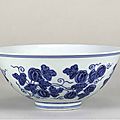 Blue-and-White Bowl with Melon Design, Ming Dynasty, Chenghua Mark and Period, (1465-1487), d.15.5cm. Acc. No. 10682. Gift of SUMITOMO Group, the ATAKA Collection. The Museum of Oriental Ceramics, Osaka. © 2009 The Museum of Oriental Ceramics, Osaka.