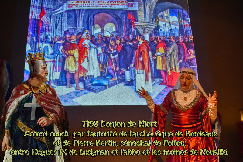 1198 Donjon de Niort - Accord conclu par l'autorité de l'archevêque de Bordeaux et de Pierre Bertin, sénéchal de Poitou, entre Hugues IX de Lusignan et l'abbé et les moines de Nouaillé
