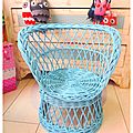 fauteuil osier enfant bleu