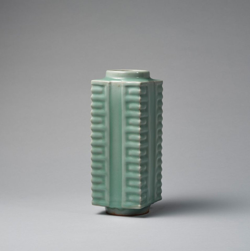 A magnificent Longquan celadon cong-form vase, Song Dynasty