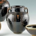 Vase en grès émaillé noir et brun, chine, époque song, xiième, xiiième siècle