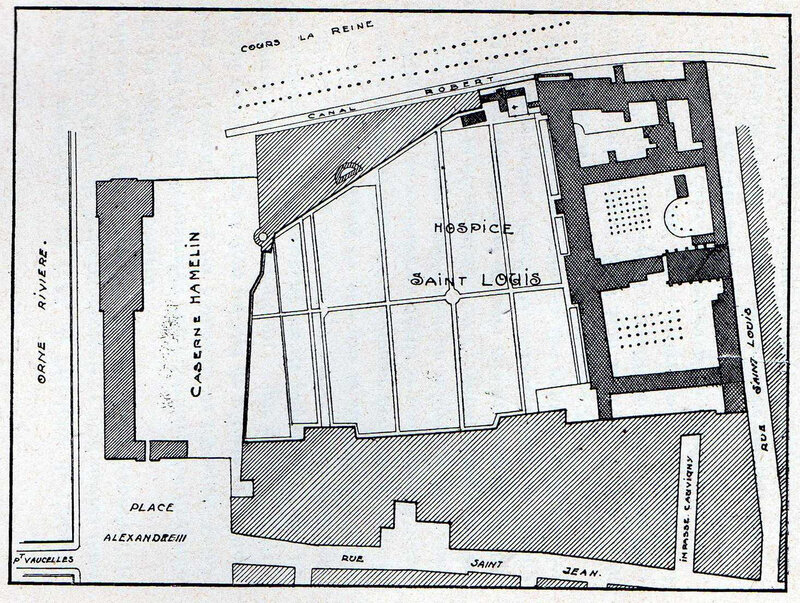 Caen, plan de l'ancien hospice Saint-Louis