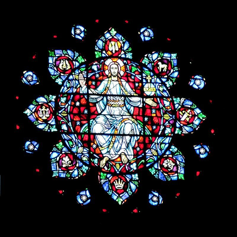 Christ, vitrail de l'université de Boston, chapelle Marsh