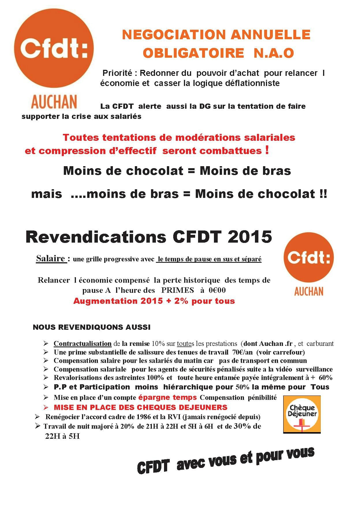 Les Revendications Cfdt Annuelles 15 La Cfdt Nationale Auchan Vous Informe