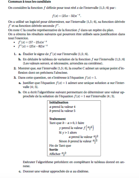 TS Fonction exponentielle - Mathématiques 2015-2016