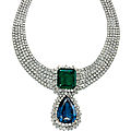 An emerald, sapphire and diamond necklace, by jahan