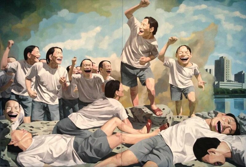 la-liberte-guidant-le-peuple-selon-yue-minjun
