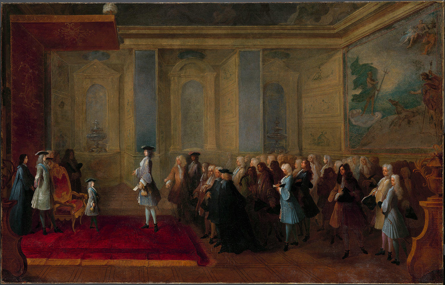 King Louis Xiv Of France /Nreceives The Persian Ambassador, Mohammed Reza  Beg, In The Hall Of